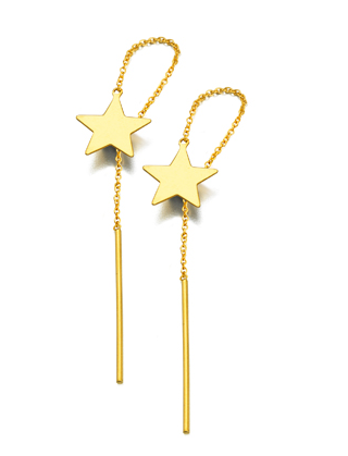 Pendientes oro cadenita estrella