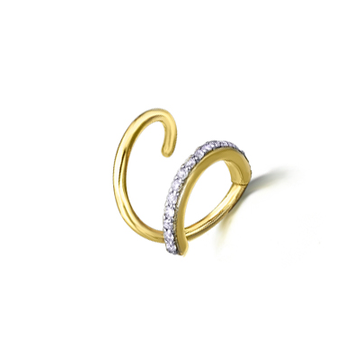 Pendiente espiral oro diamantes