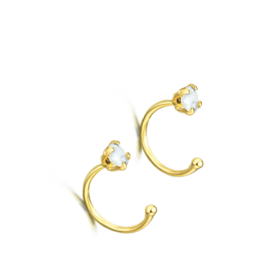 Ear cuffs  oro amarillo piedra luna 