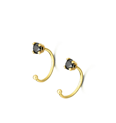 Ear cuff oro amarillo espinelas negras 