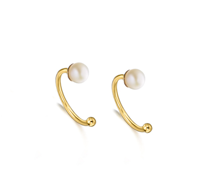 Ear cuff oro amarillo con perla 