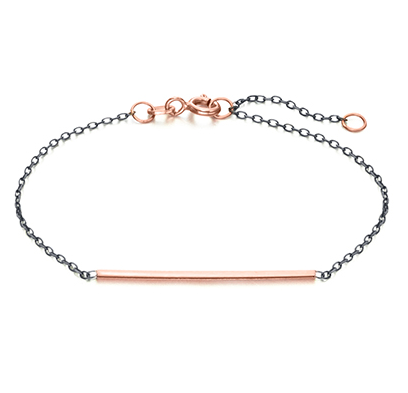 Pulsera cadena con barra rígida de oro rosa