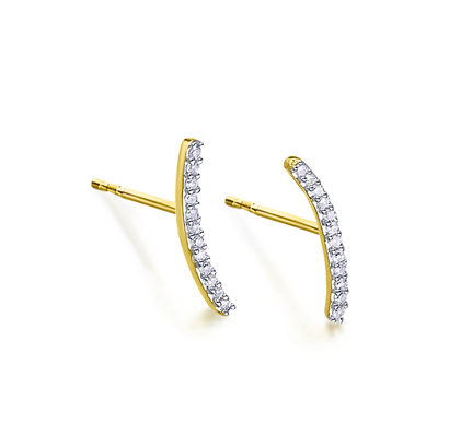 Pendientes barritas Curve Oro amarillo y diamantes