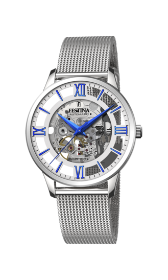 RELOJ FESTINA SKELETON AUTOMÁTICO F20534/1 PLATA, CORREA DE ARMYS, HOMBRE