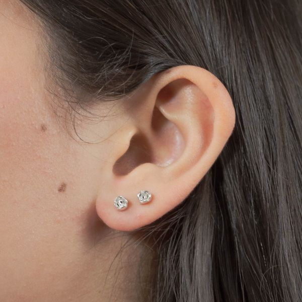 Pendientes mini Rosa -Plata-